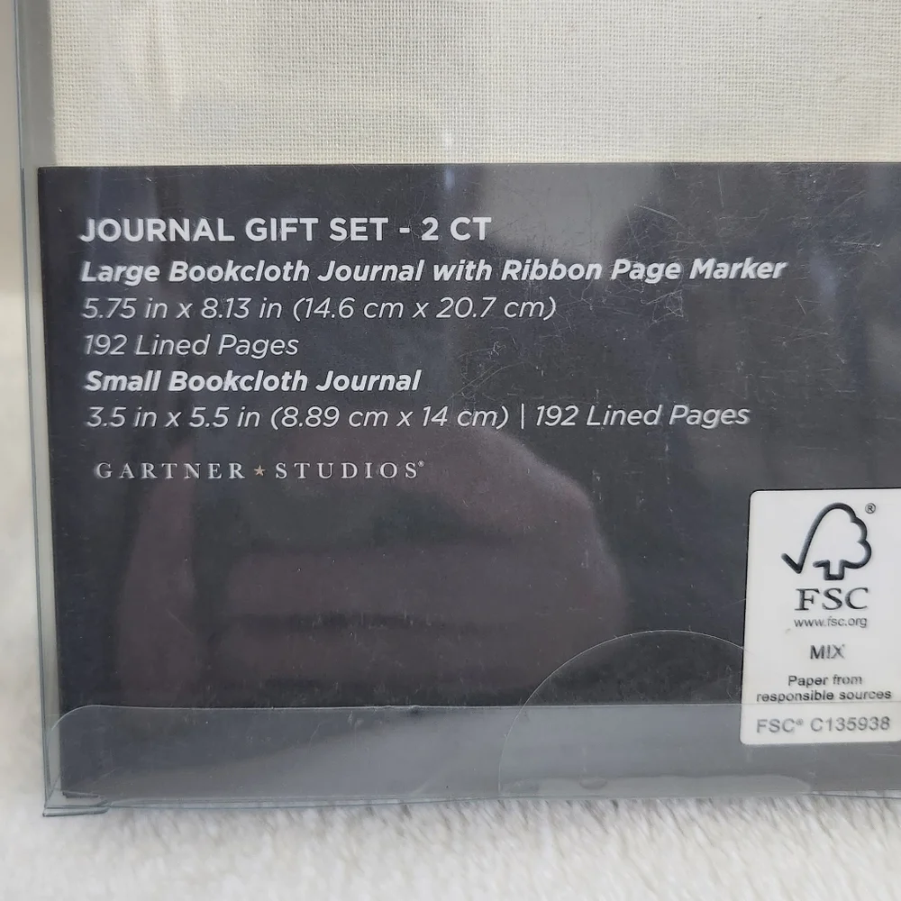 Gartner Studios Cream Gray Gold Bookcloth Journal 2 Piece Gift Set NWT